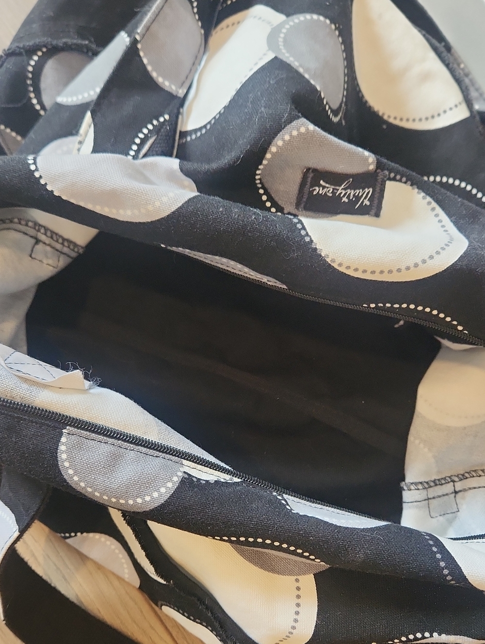Thirty-One Black & White Polka Weekender Bag - Picture 3 of 3